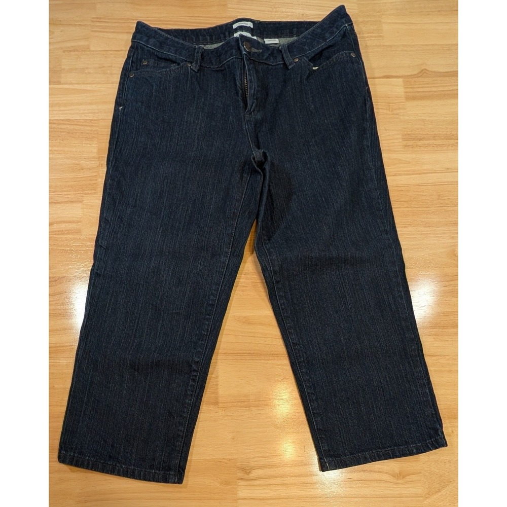 Liz Claiborne Womens Size 10 Dark Wash Stretch Denim Capri Cropped Jeans